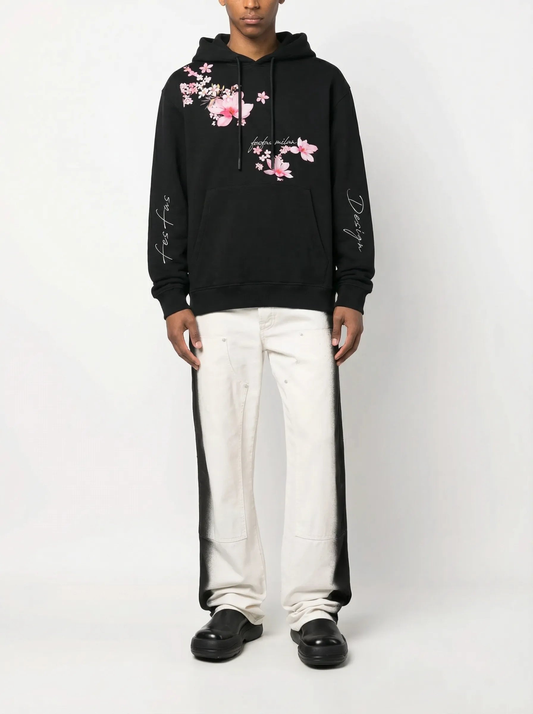 FesFas cherry blossom-print Hoodie | Black | Men