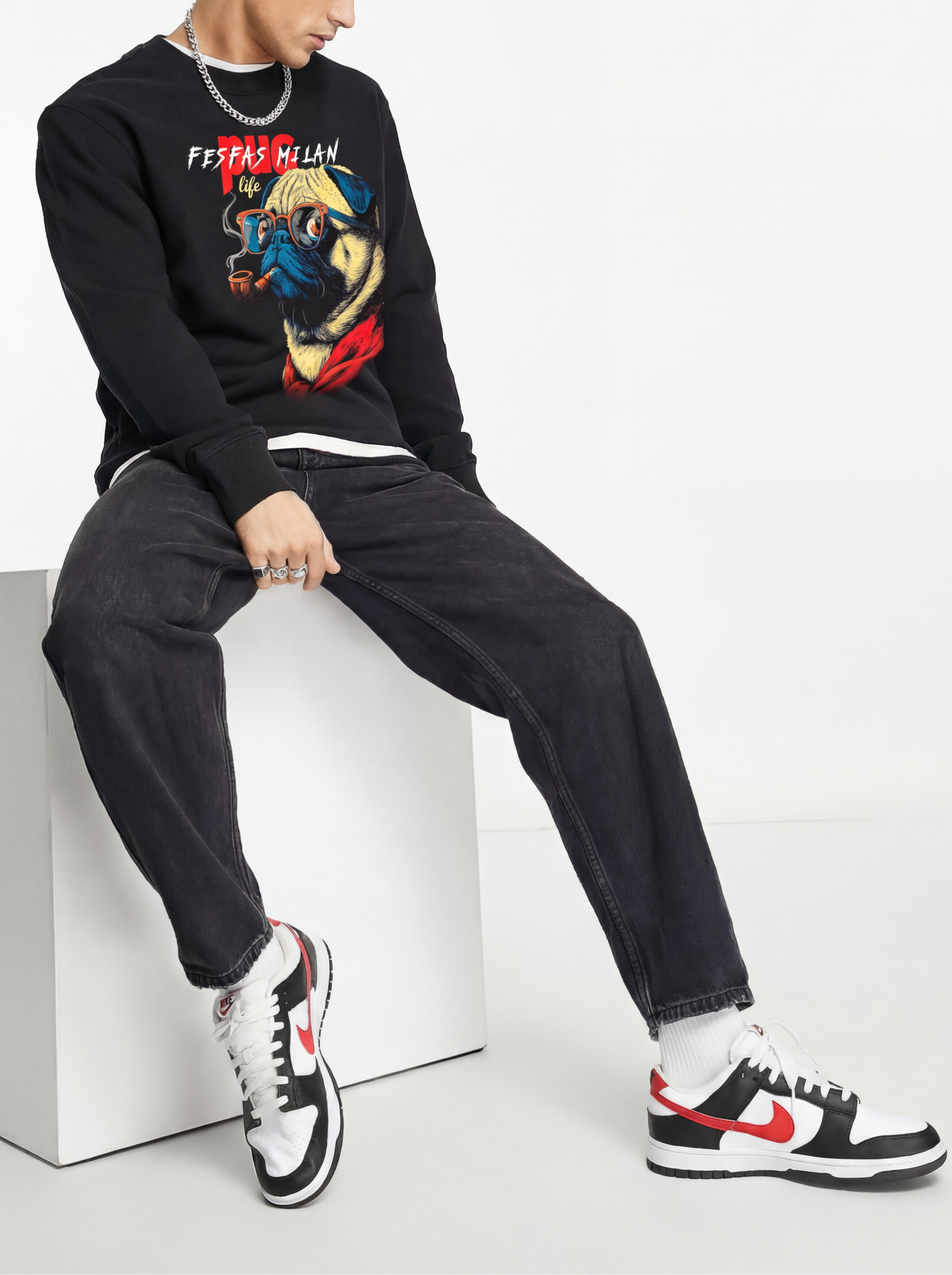 FesFas pug-print Sweatshirt | Black | Men