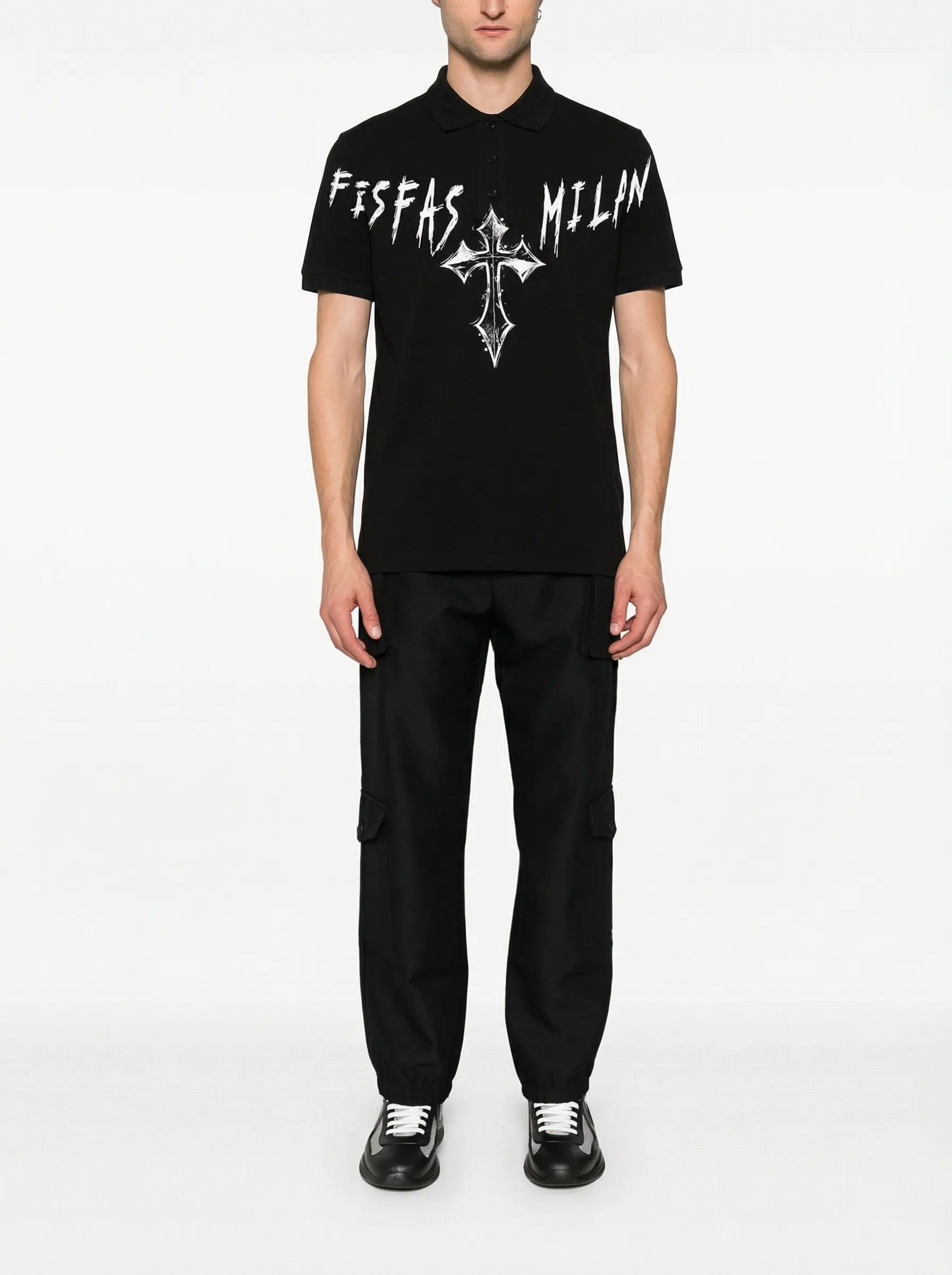 FesFas cross-print | Áo Polo | Nam | Màu Đen