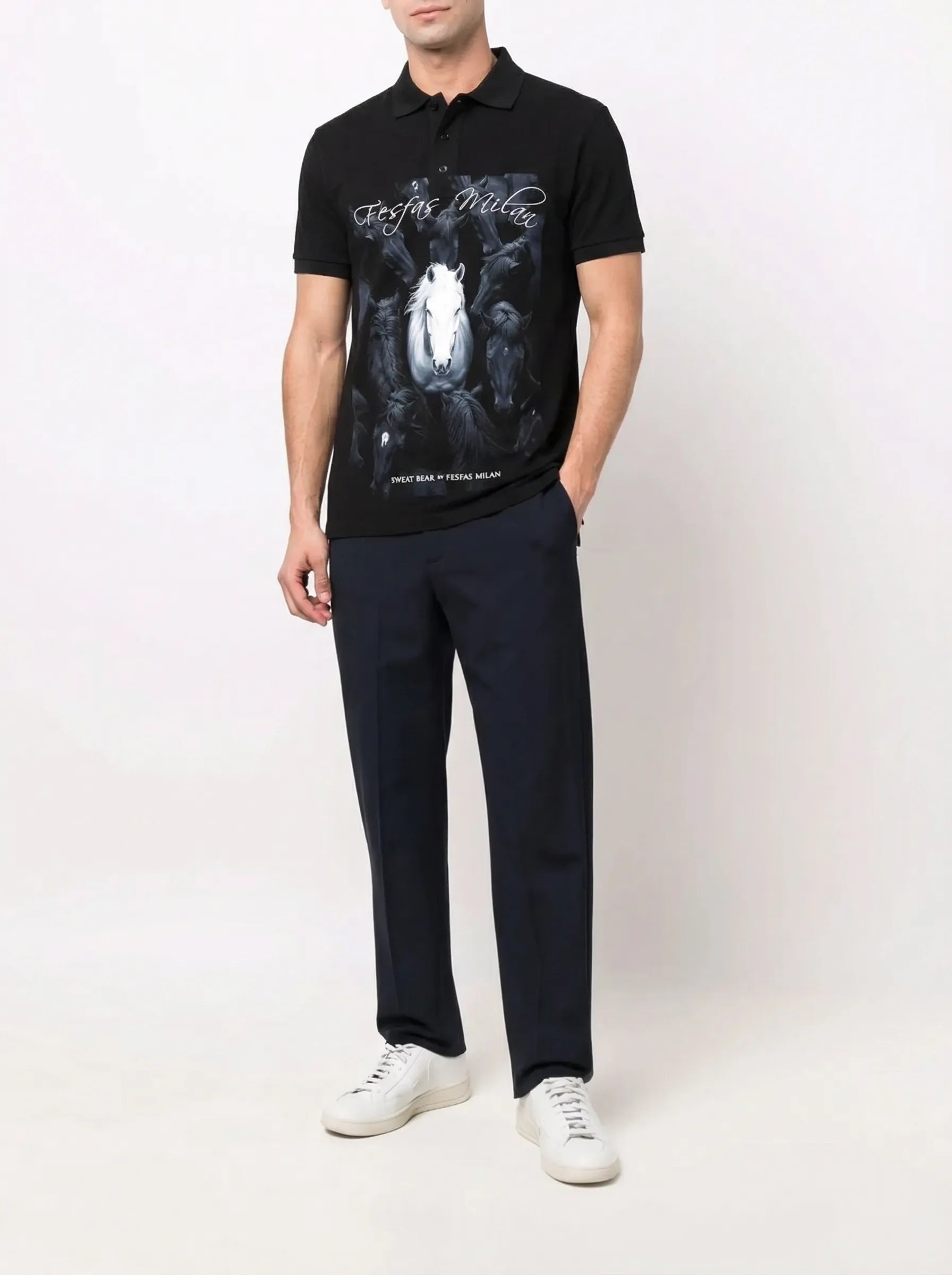 FesFas night horse-print | Áo Polo | Nam | Màu Đen