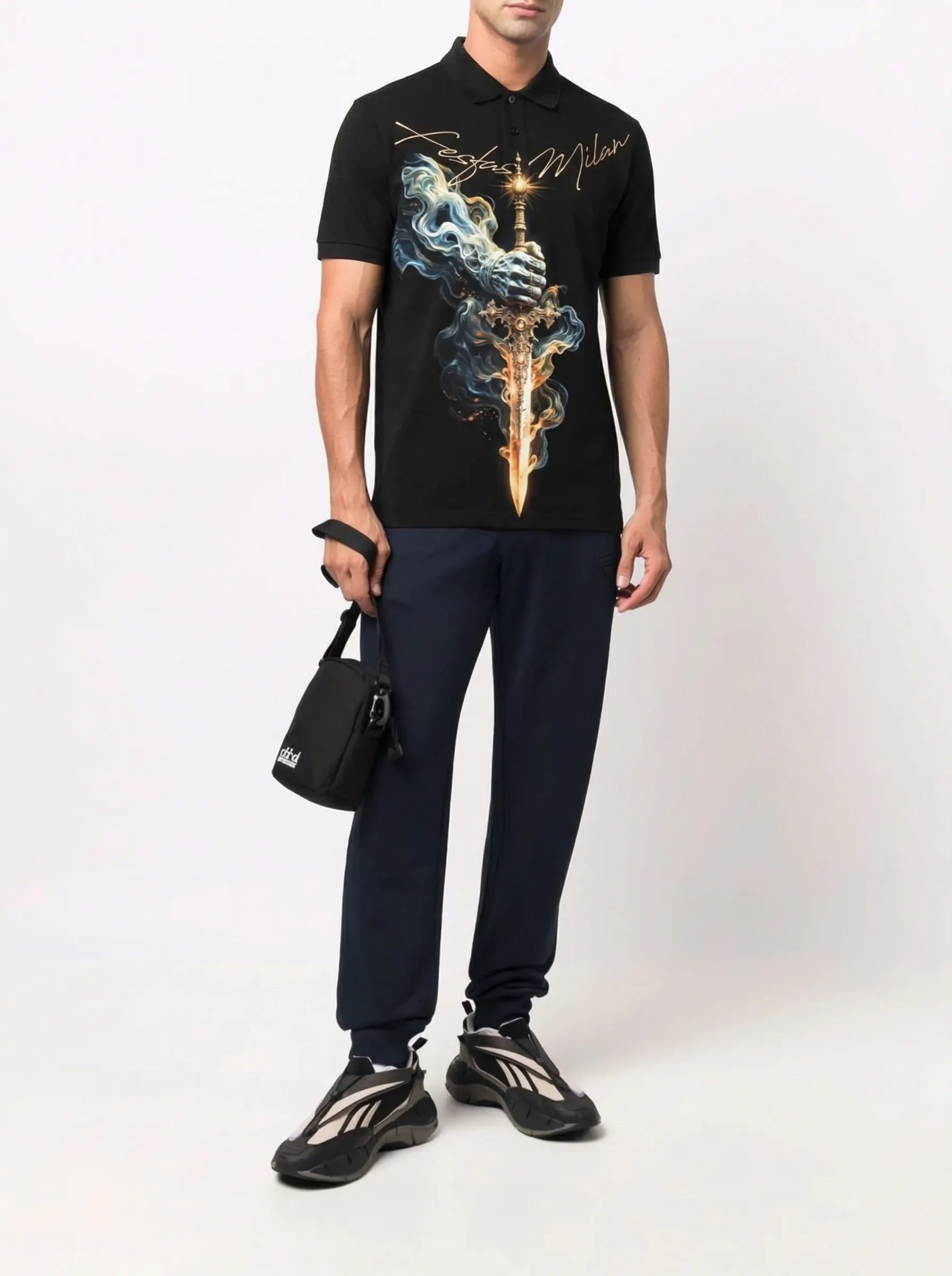 FesFas Sword-print | Áo Polo | Nam | Màu Đen