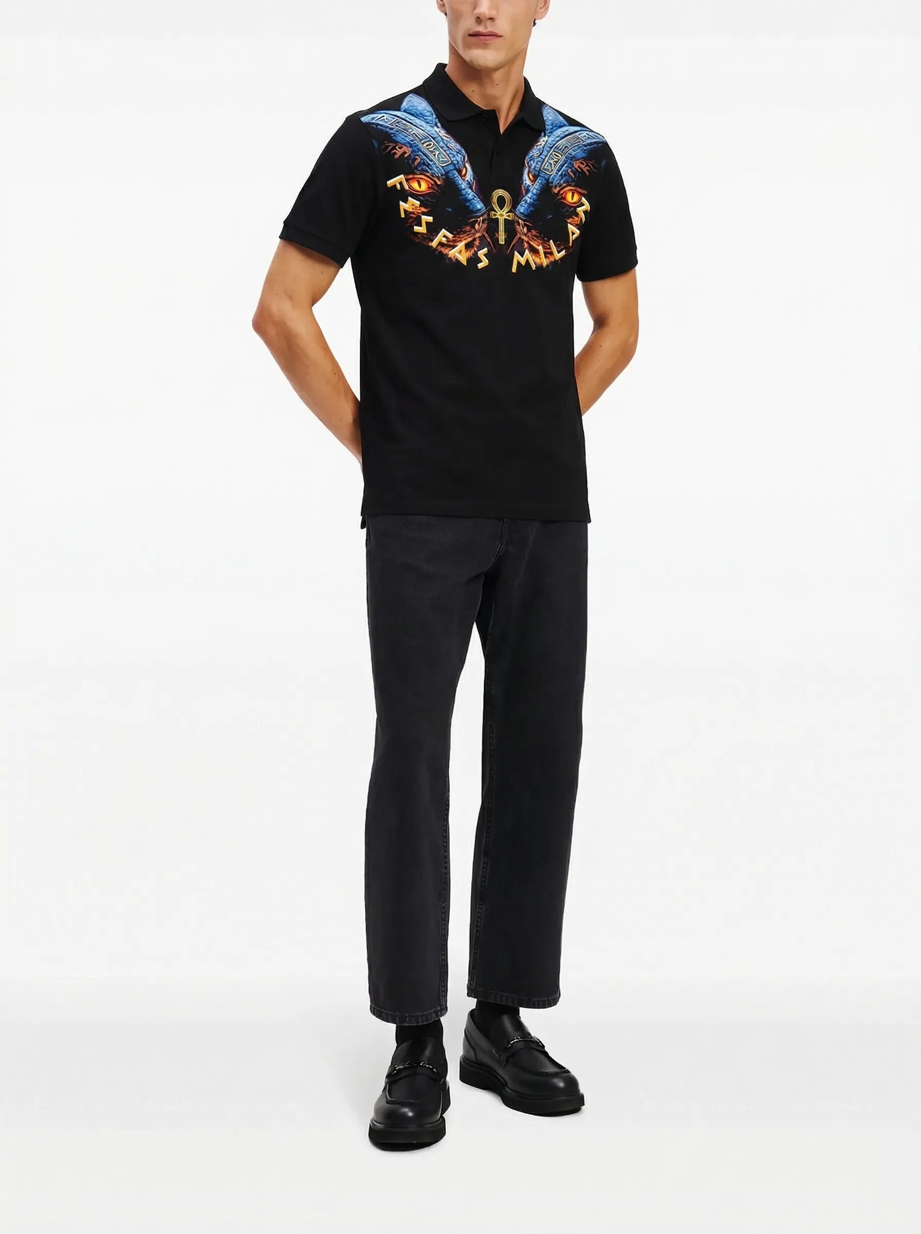 FesFas Panther-print | Áo Polo | Nam | Màu Đen