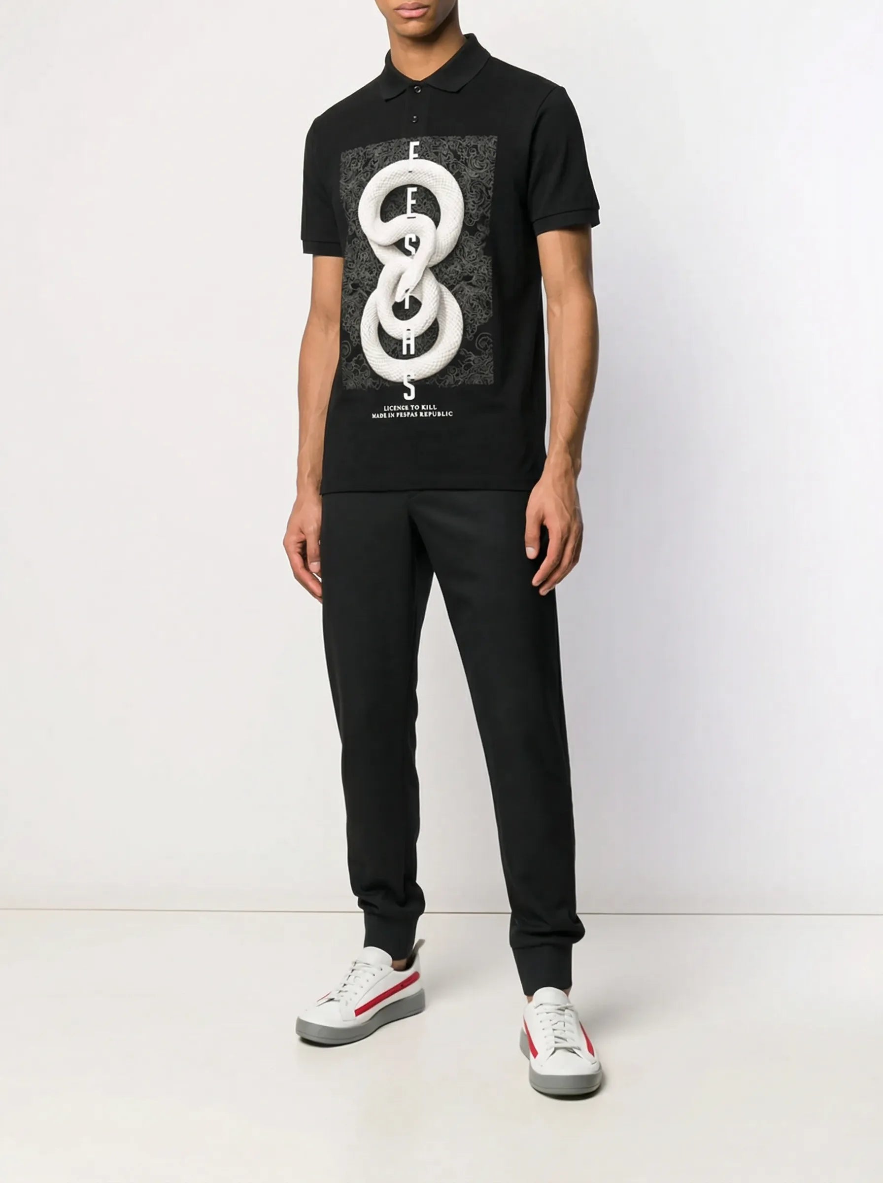 FesFas Snake-print | Áo Polo | Nam | Màu Đen