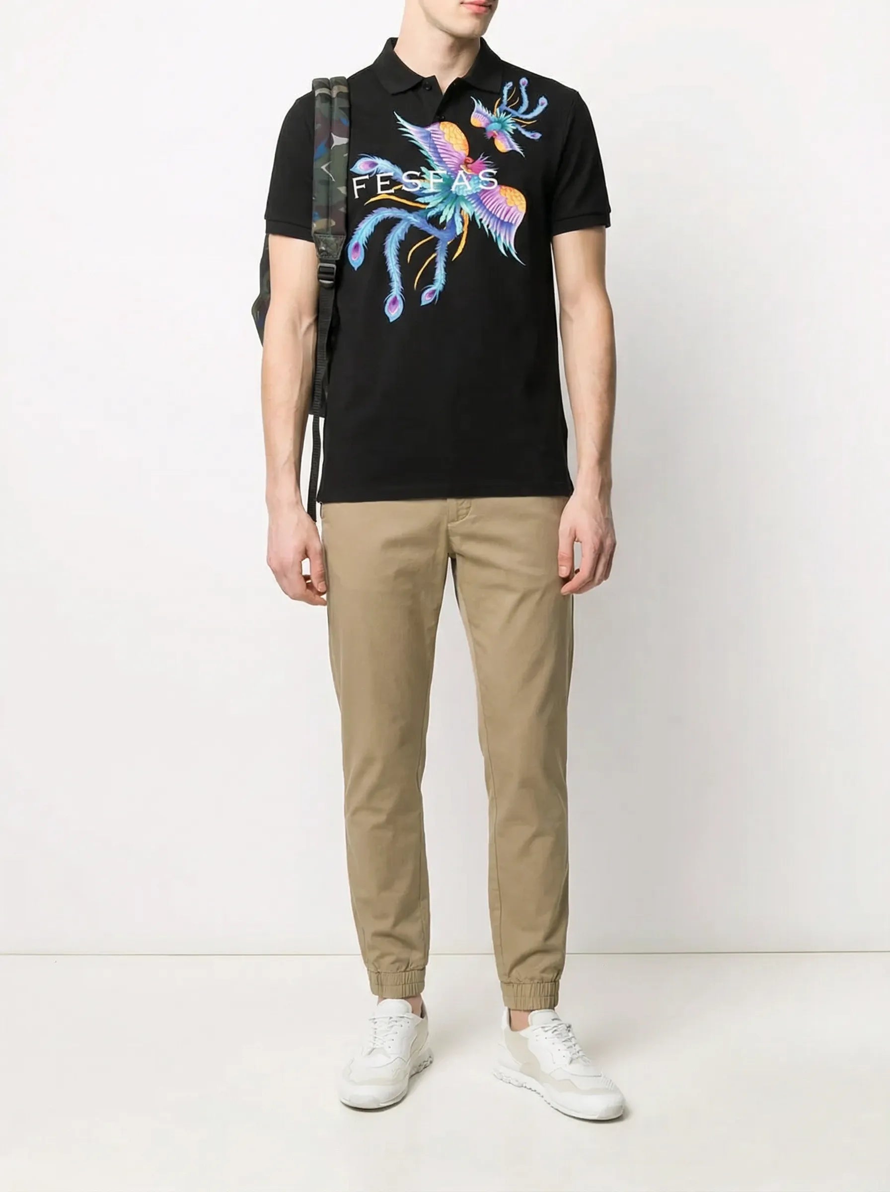 FesFas Peacock-print | Áo Polo | Nam | Màu Đen