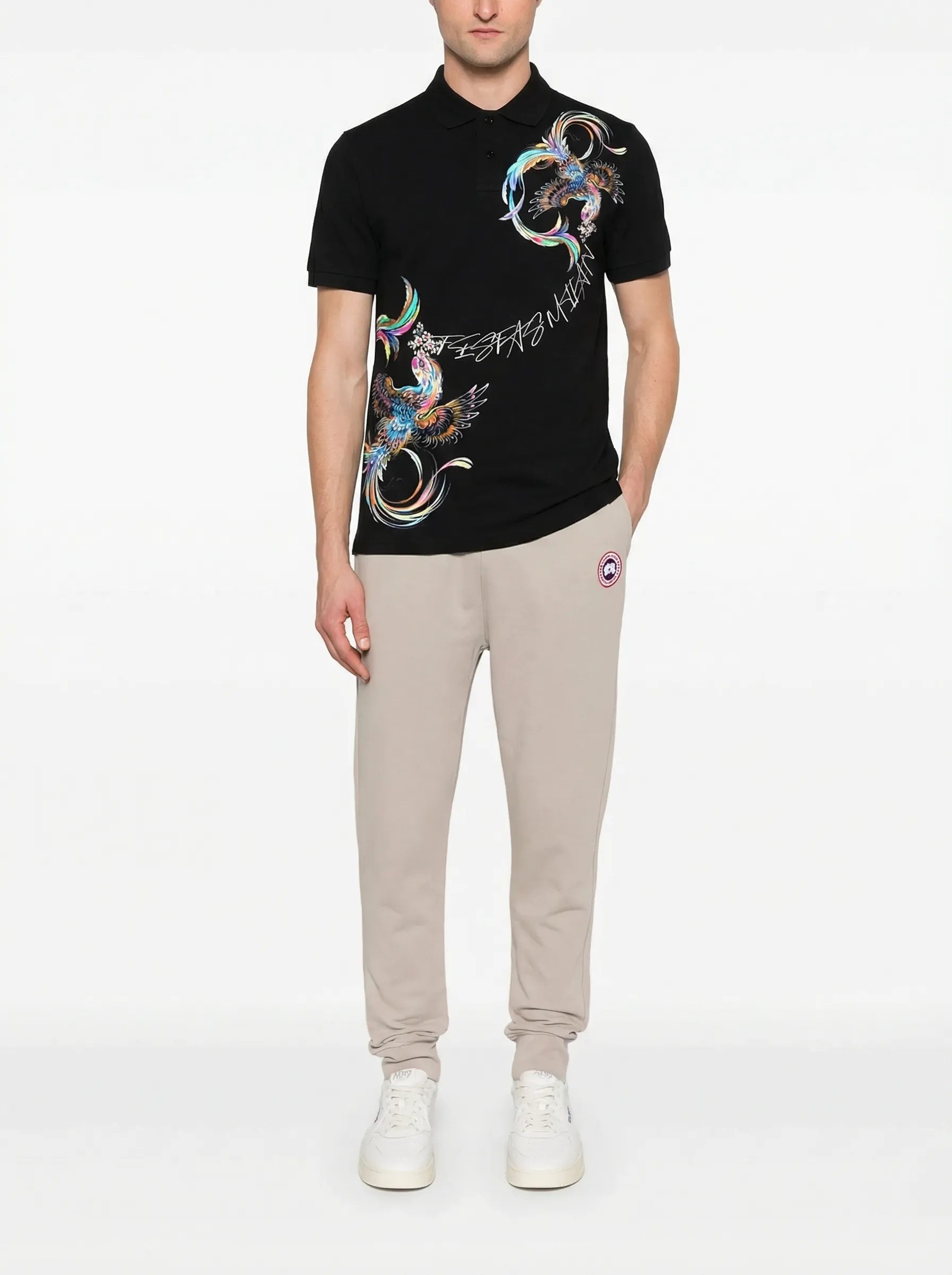 FesFas Peacock-print | Áo Polo | Nam | Màu Đen