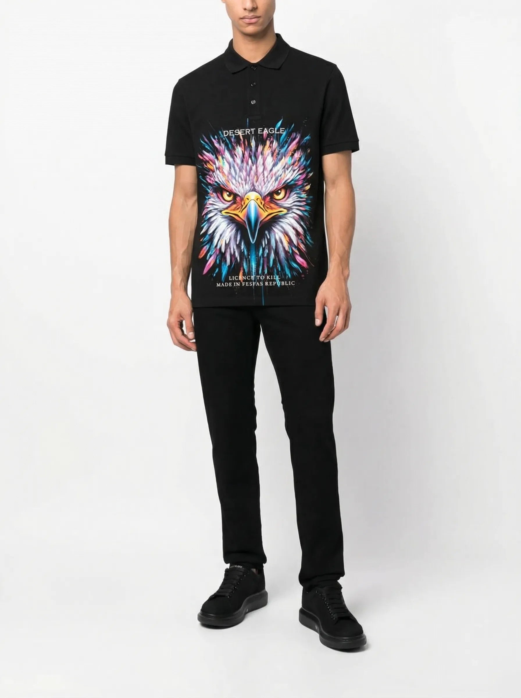 FesFas Eagle-print | Áo Polo | Nam | Màu Đen