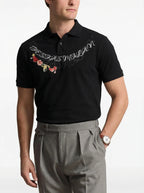 FesFas Floral-print | Áo Polo | Nam | Màu Đen