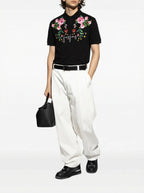FesFas Floral-print | Áo Polo | Nam | Màu Đen
