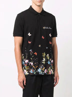 FesFas Floral-print | Áo Polo | Nam | Màu Đen