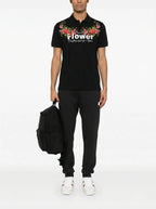 FesFas Floral-print | Áo Polo | Nam | Màu Đen