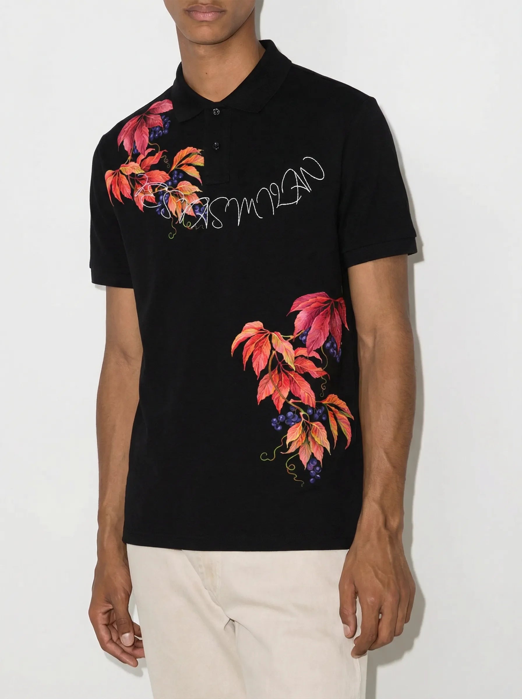 FesFas Leaf-print | Áo Polo | Nam | Màu Đen