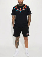 FesFas feathers-print | Bộ T-Shirt | Nam | Màu Đen