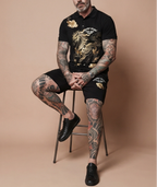FesFas golden horse-print | Bộ Polo | Nam | Màu Đen