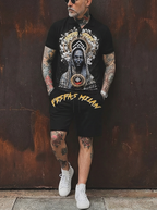 FesFas goddess-print | Bộ Polo | Nam | Màu Đen