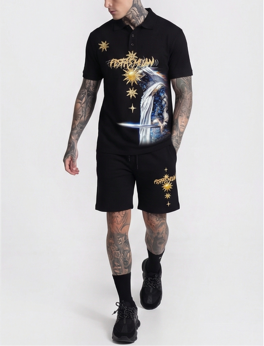 FesFas knight-print | Bộ Polo | Nam | Màu Đen