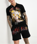 FesFas flower goddess-print | Bộ Polo | Nam | Màu Đen