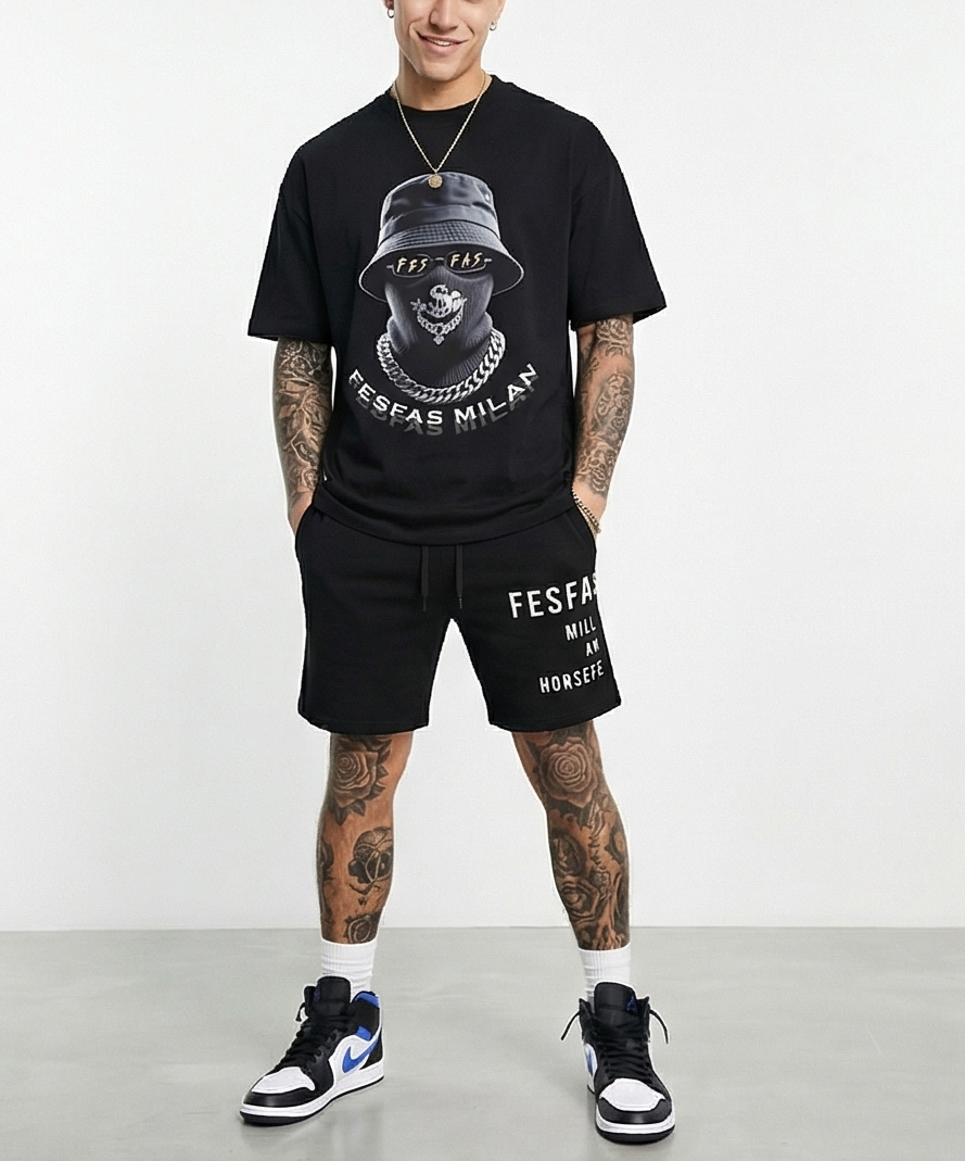 FesFas hidden boss-print | Bộ T-Shirt | Nam | Màu Đen
