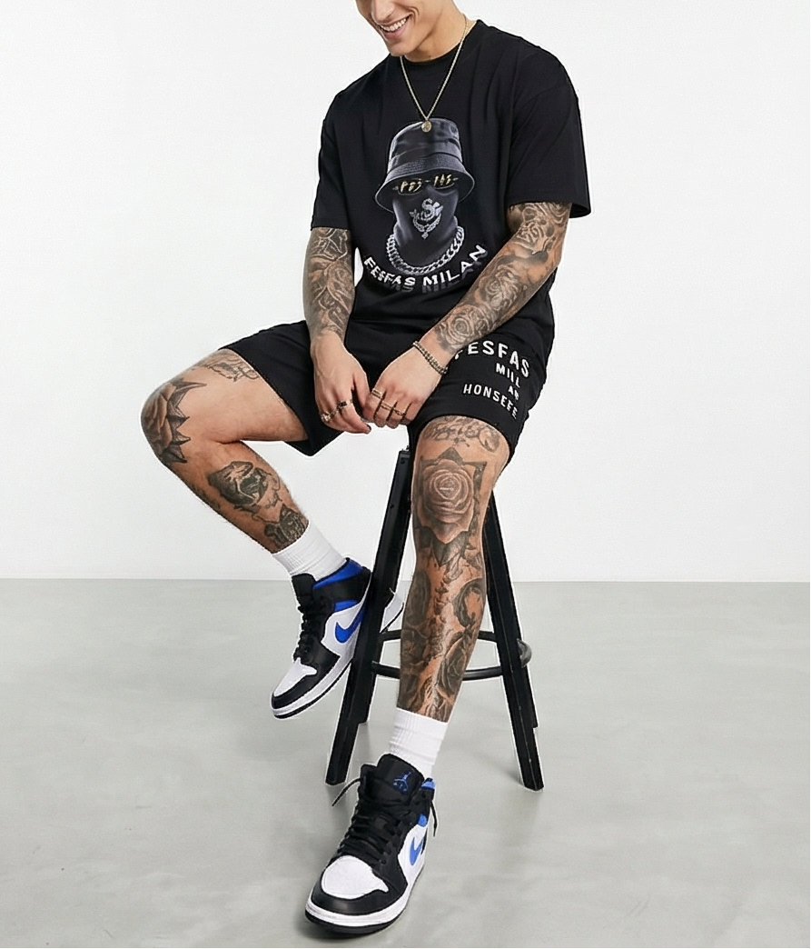 FesFas hidden boss-print | Bộ T-Shirt | Nam | Màu Đen