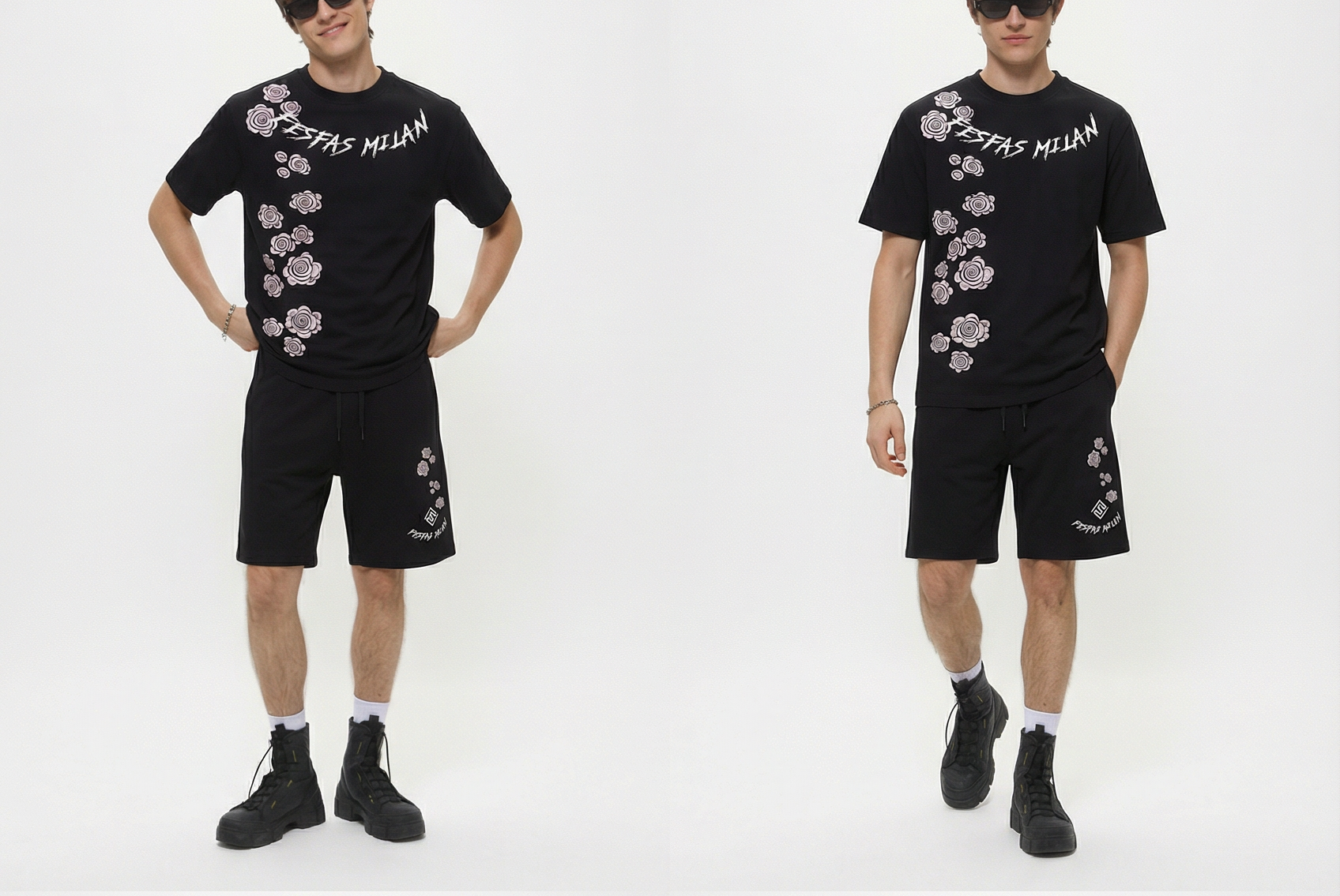 FesFas flowers-print | Bộ T-Shirt | Nam | Màu Đen