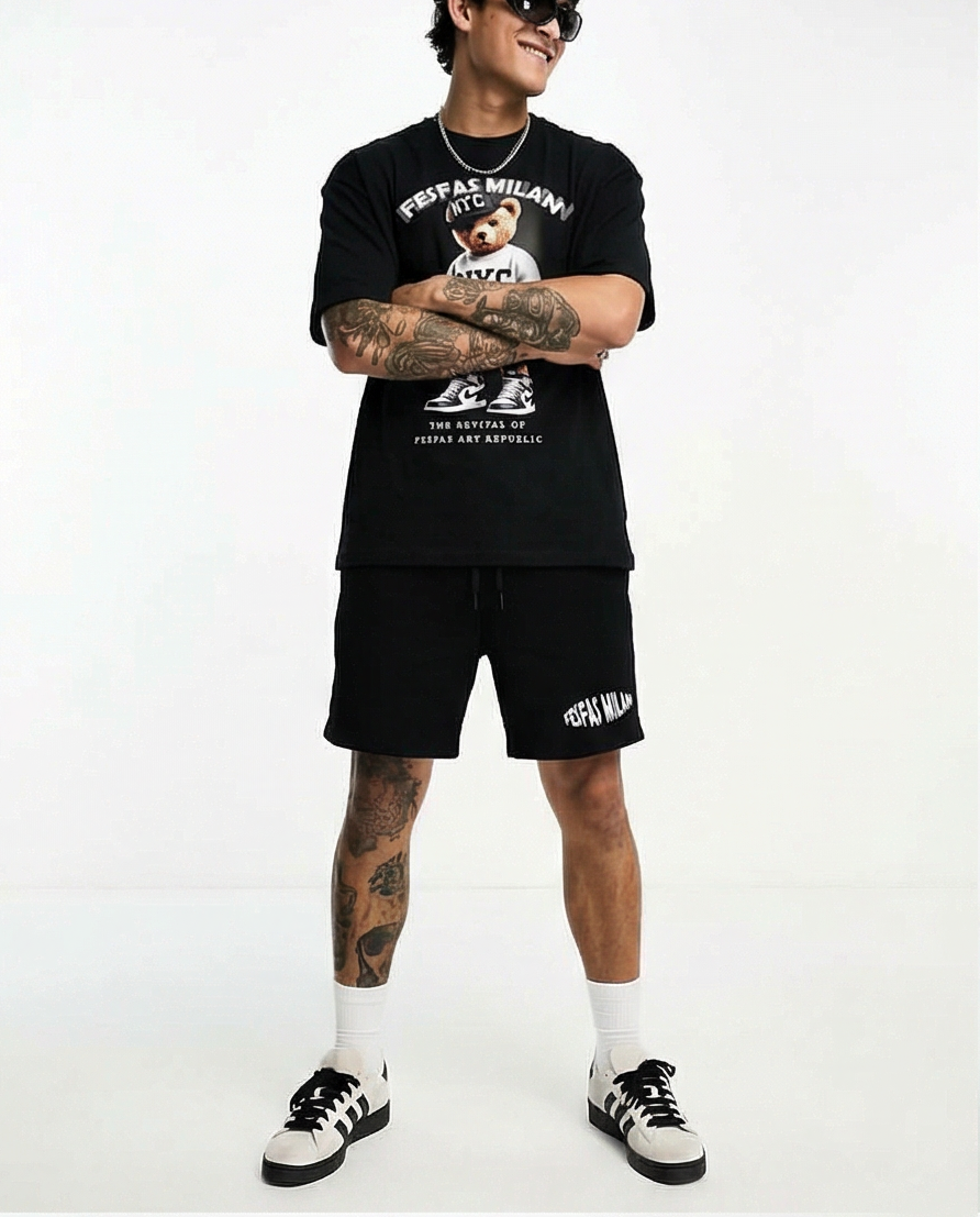 FesFas sport bear-print | Bộ T-Shirt | Nam | Màu Đen