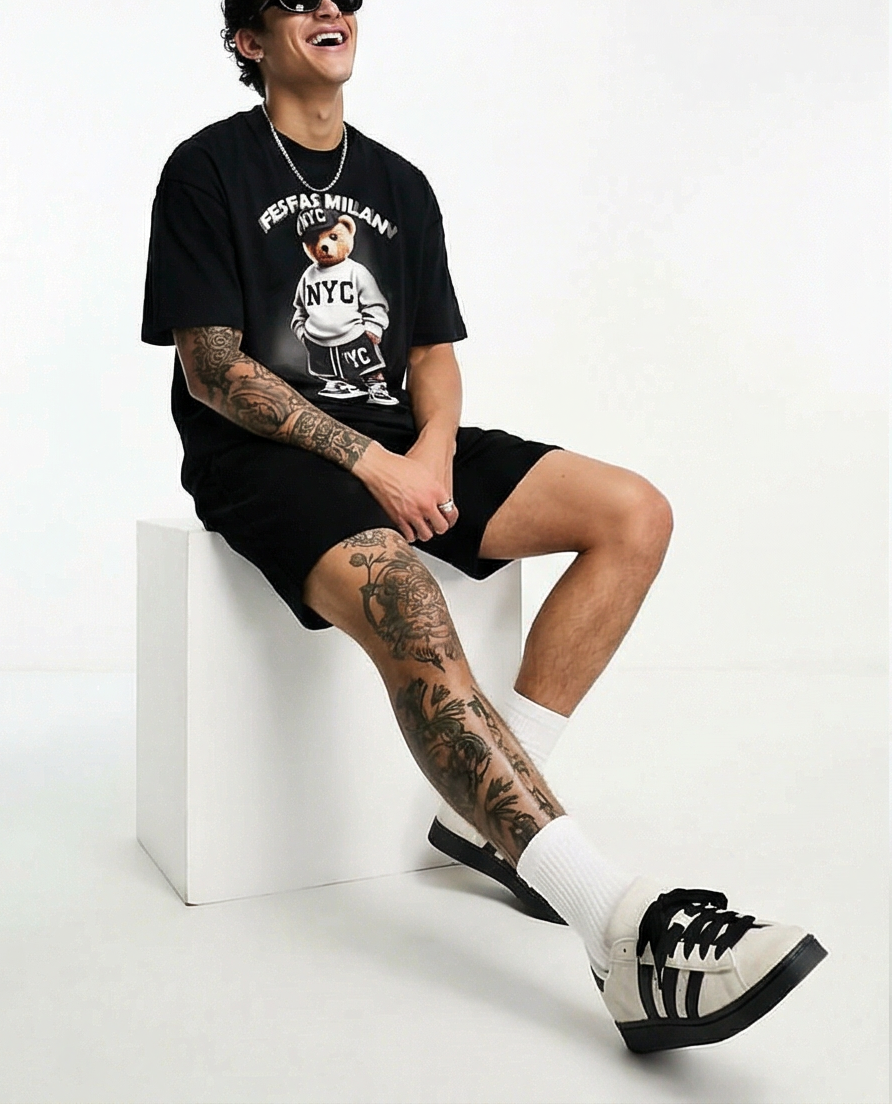 FesFas sport bear-print | Bộ T-Shirt | Nam | Màu Đen