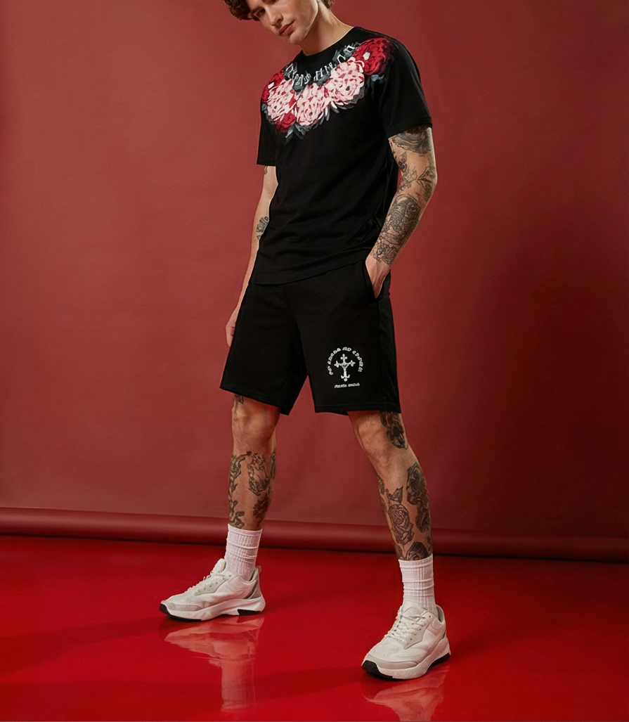 FesFas flowers-print | Bộ T-Shirt | Nam | Màu Đen