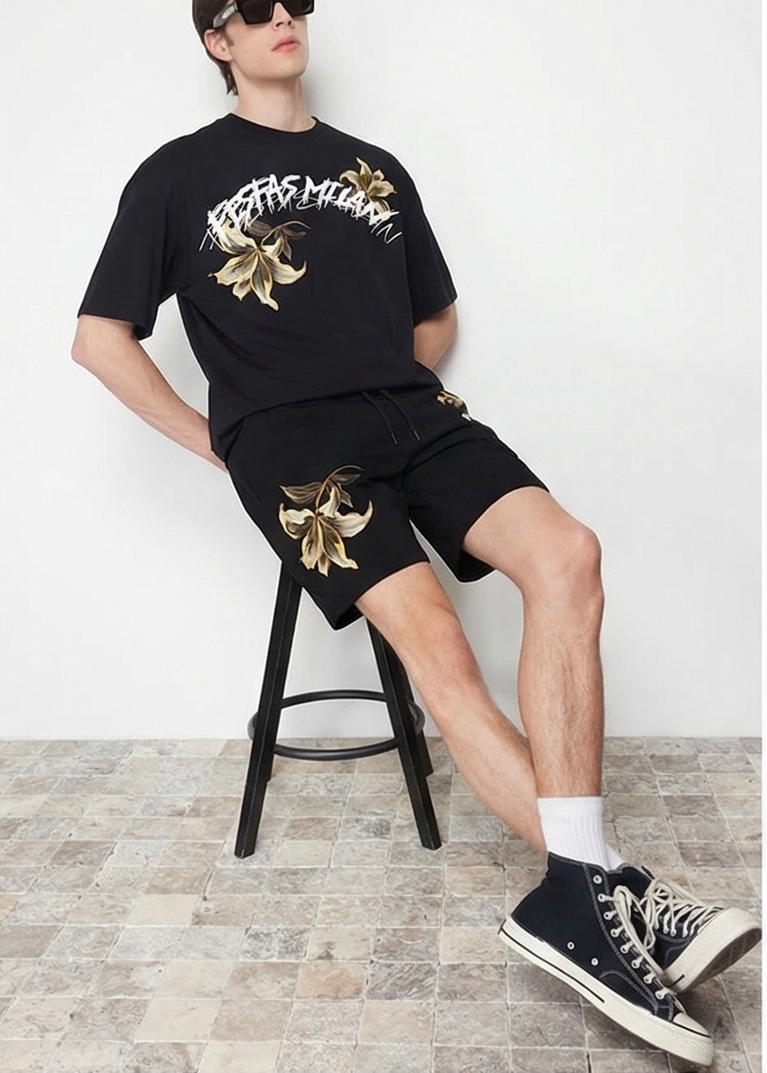 FesFas lily-print | Bộ T-Shirt | Nam | Màu Đen