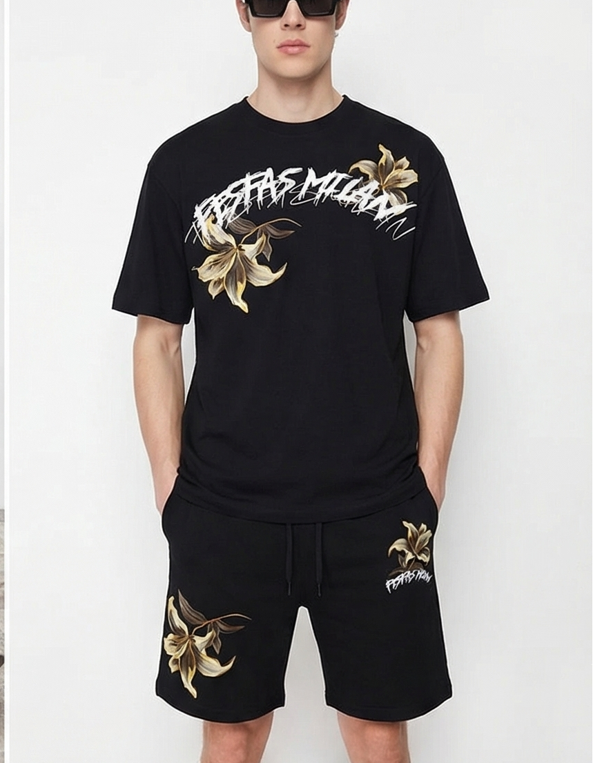 FesFas lily-print | Bộ T-Shirt | Nam | Màu Đen