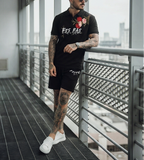 FesFas flowers-print | Bộ Polo | Nam | Màu Đen