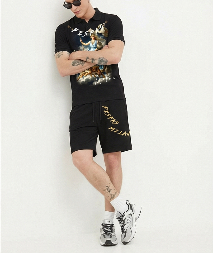 FesFas Norse goddess-print | Bộ Polo | Nam | Màu Đen
