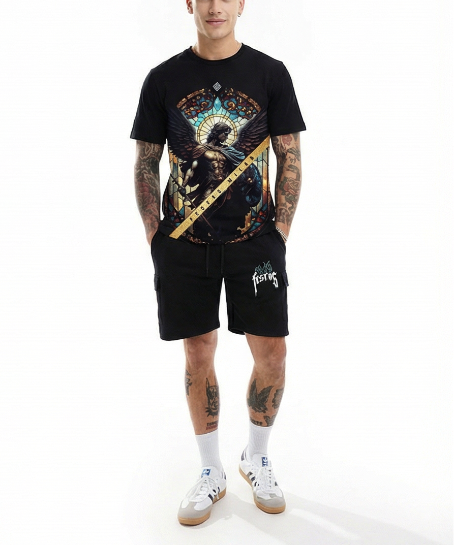 FesFas angel-print | Bộ T-Shirt | Nam | Màu Đen