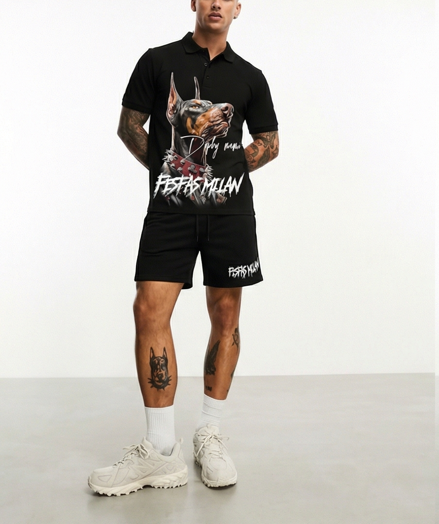 FesFas doberman-print | Bộ Polo | Nam | Màu Đen
