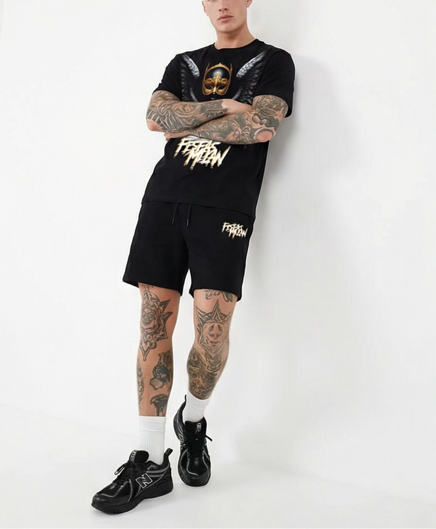 FesFas dark angel-print | Bộ T-Shirt | Nam | Màu Đen
