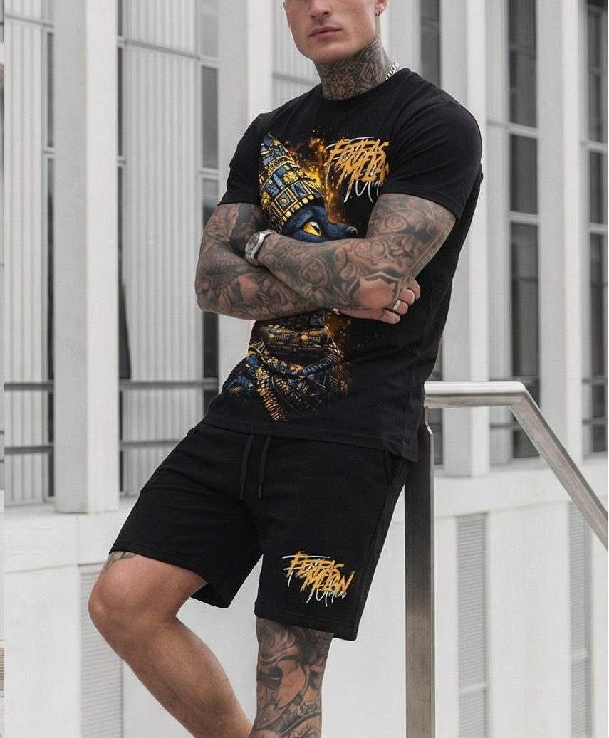 FesFas native cat-print | Bộ T-Shirt | Nam | Màu Đen