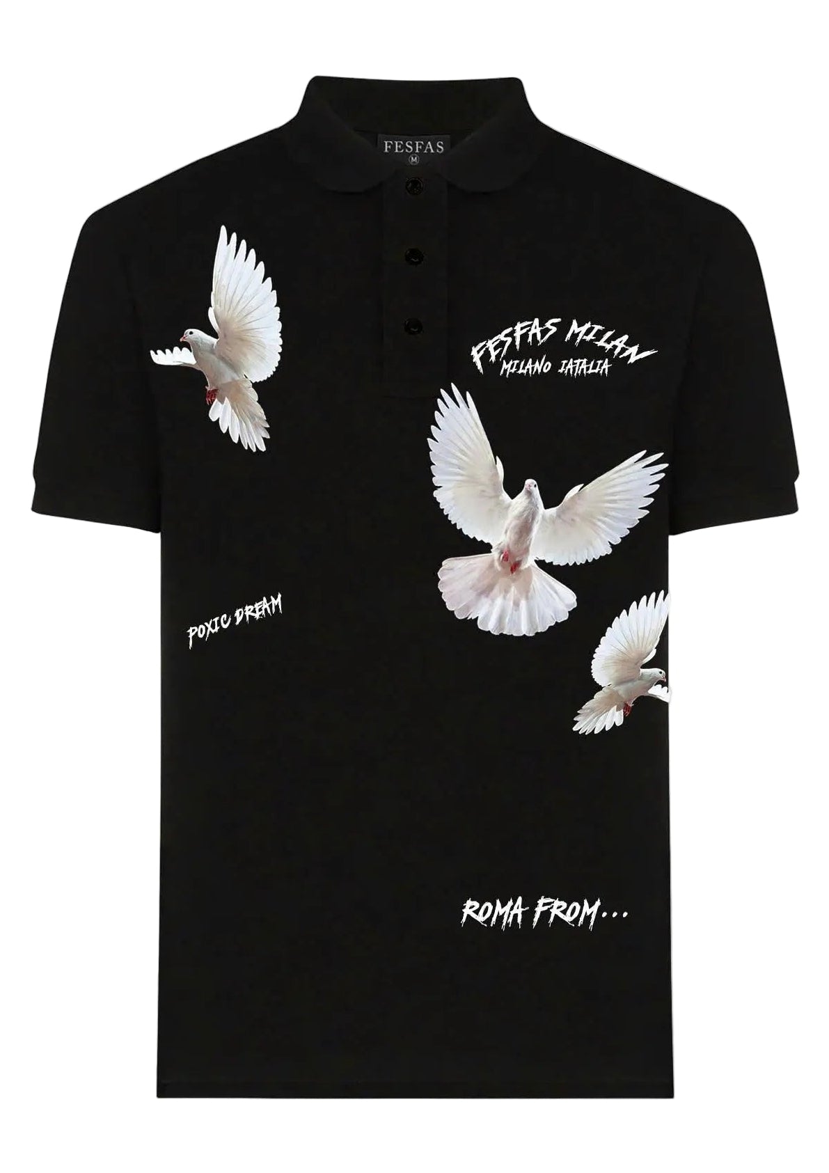 FesFas pigeons-print | Áo Polo | Nam | Màu Đen