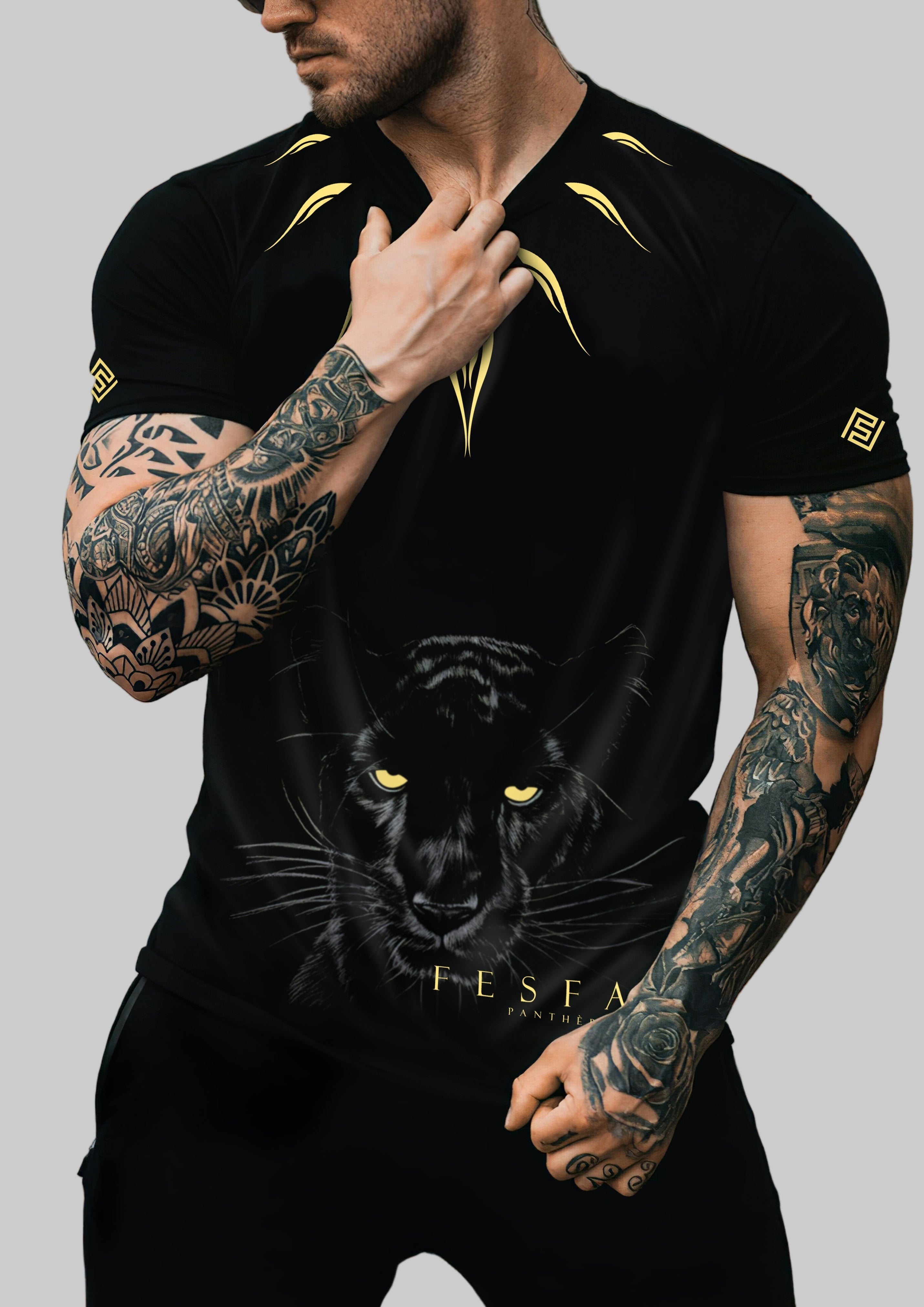 FesFas panther-print | Áo Thun | Nam | Màu Đen