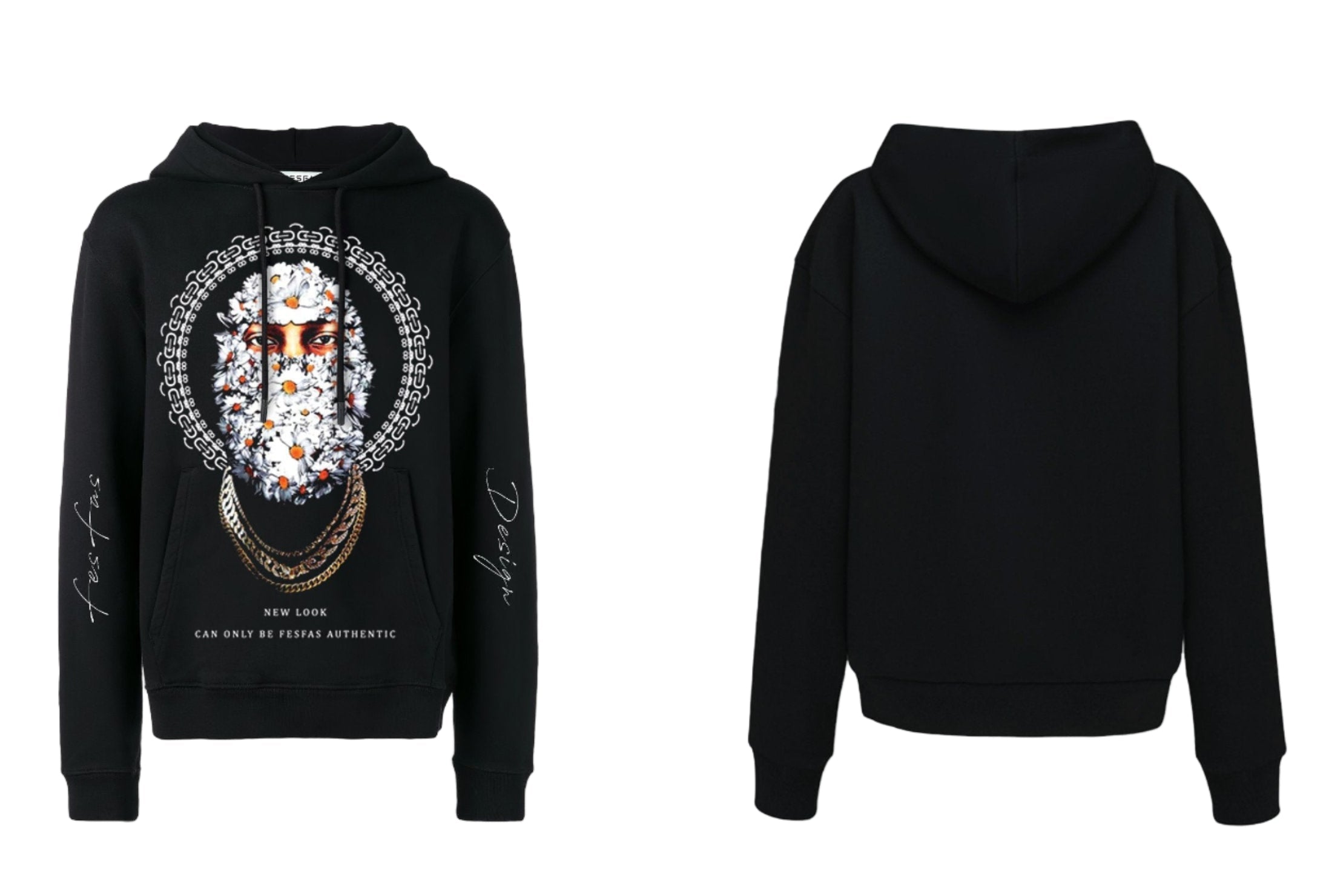 FesFas white chrysanthemum-print Hoodie | Black | Men
