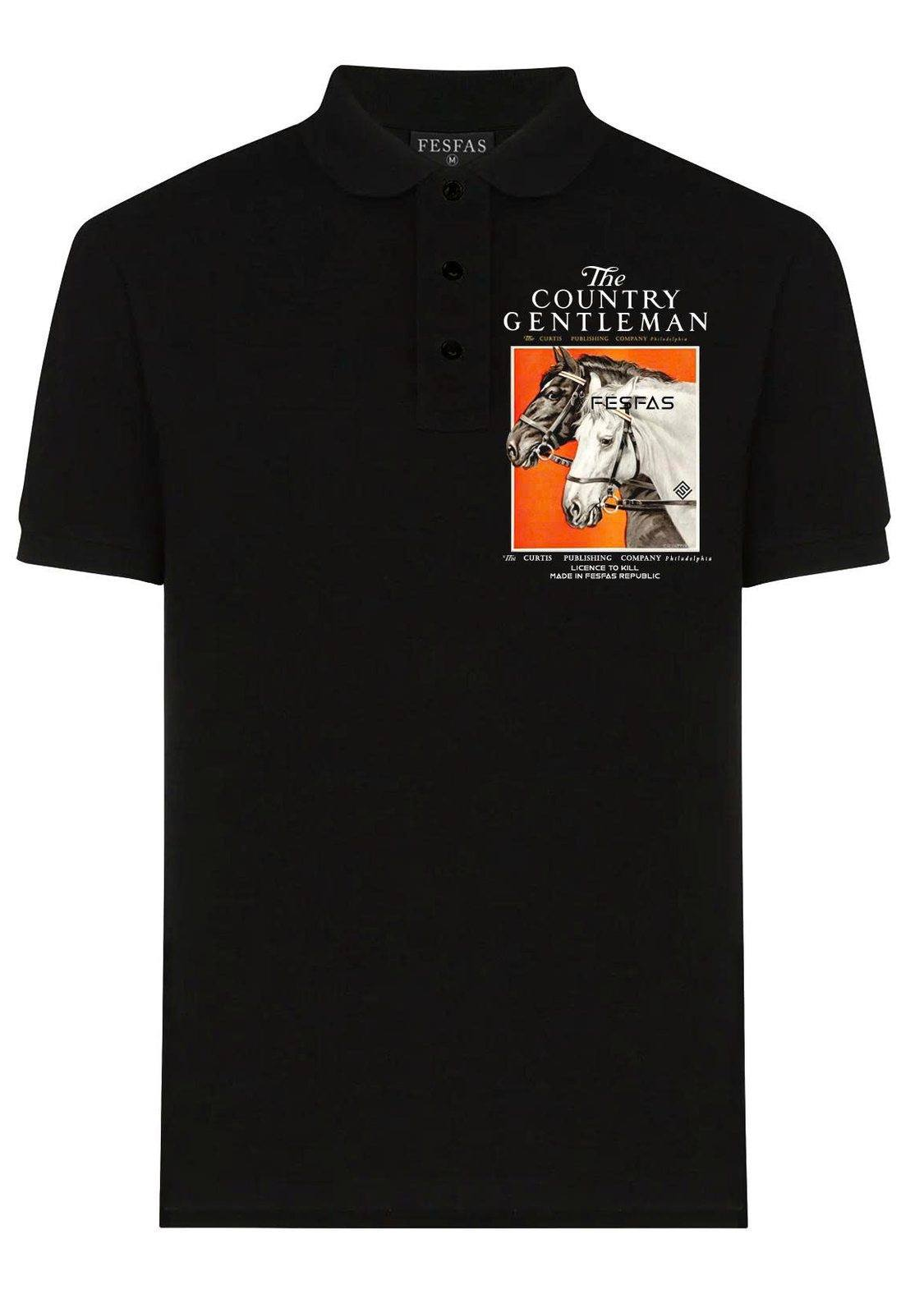 FesFas Horse-print | Áo Polo | Nam | Màu Đen