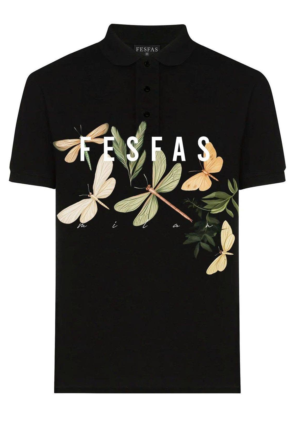FesFas Dragonfly-print | Áo Polo | Nam | Màu Đen