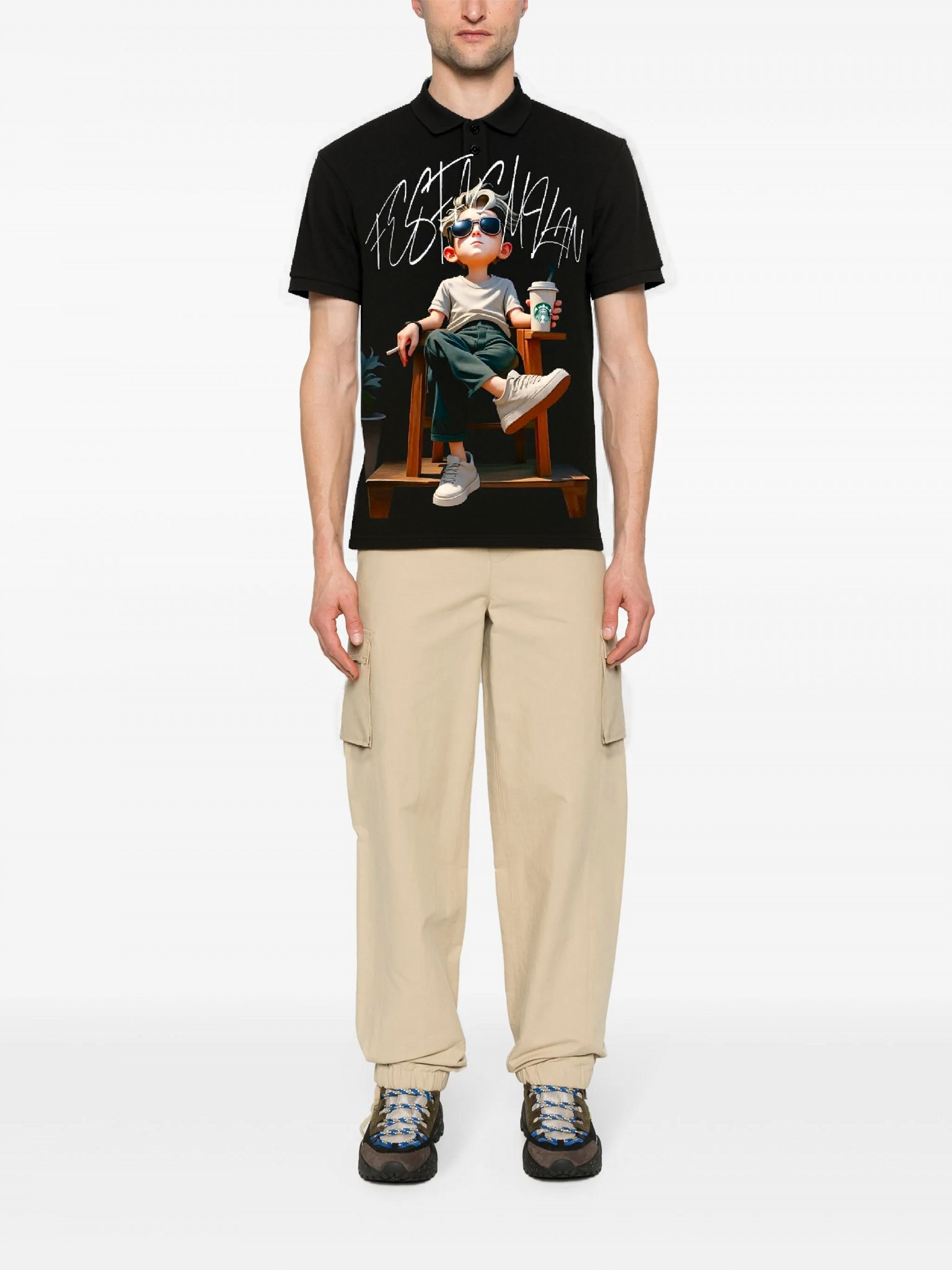 FesFas Relaxed Boy-print | Áo Polo | Nam | Màu Đen