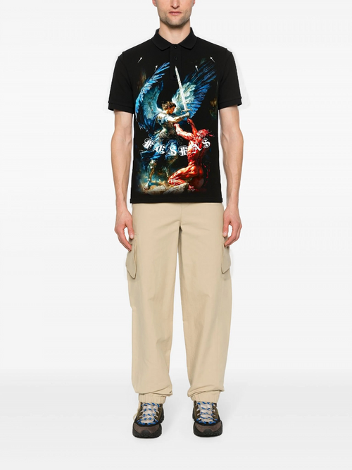 FesFas Angel-print | Áo Polo | Nam | Màu Đen