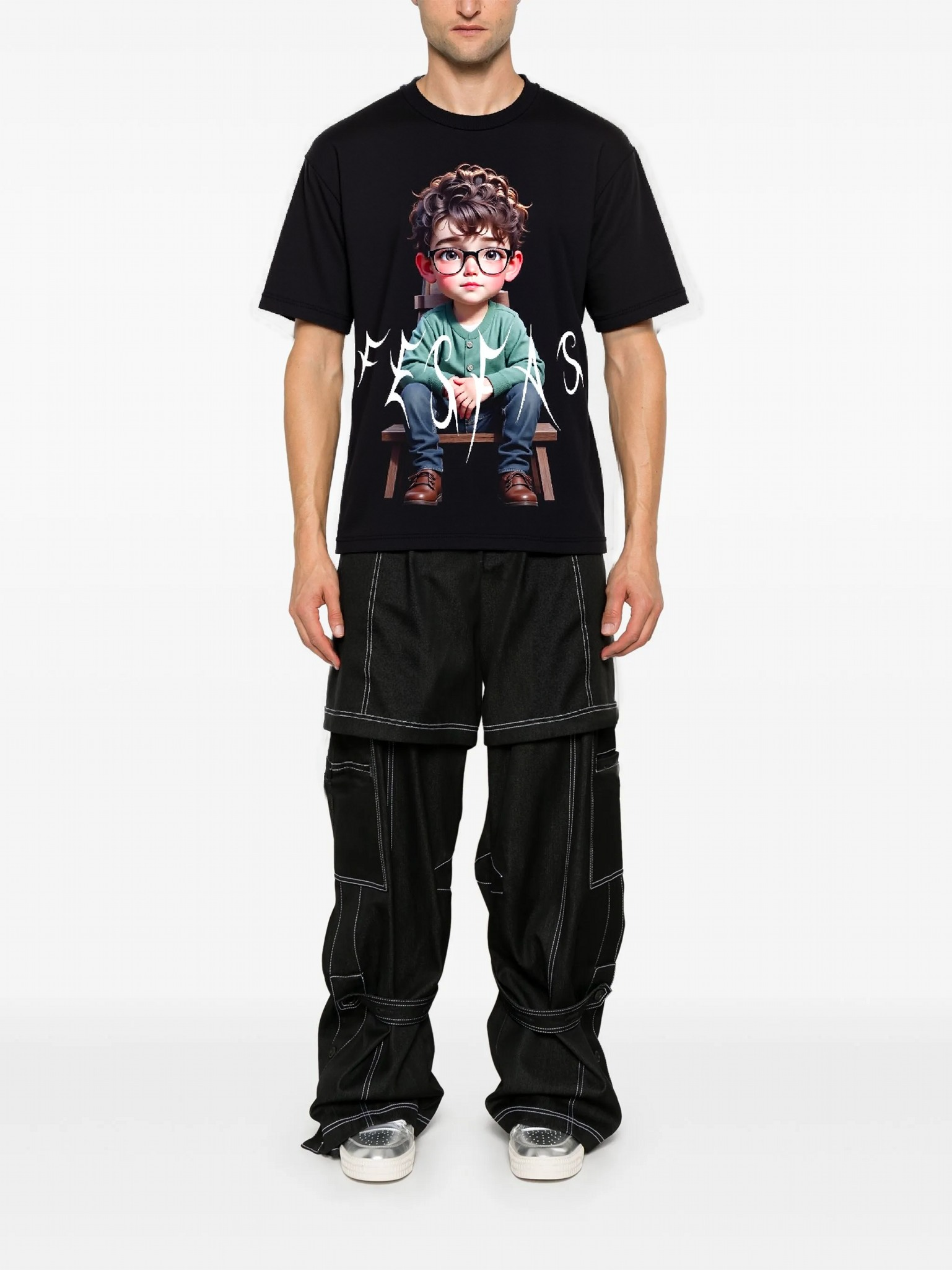 FesFas cute boy-print | Áo Thun | Nam | Màu Đen