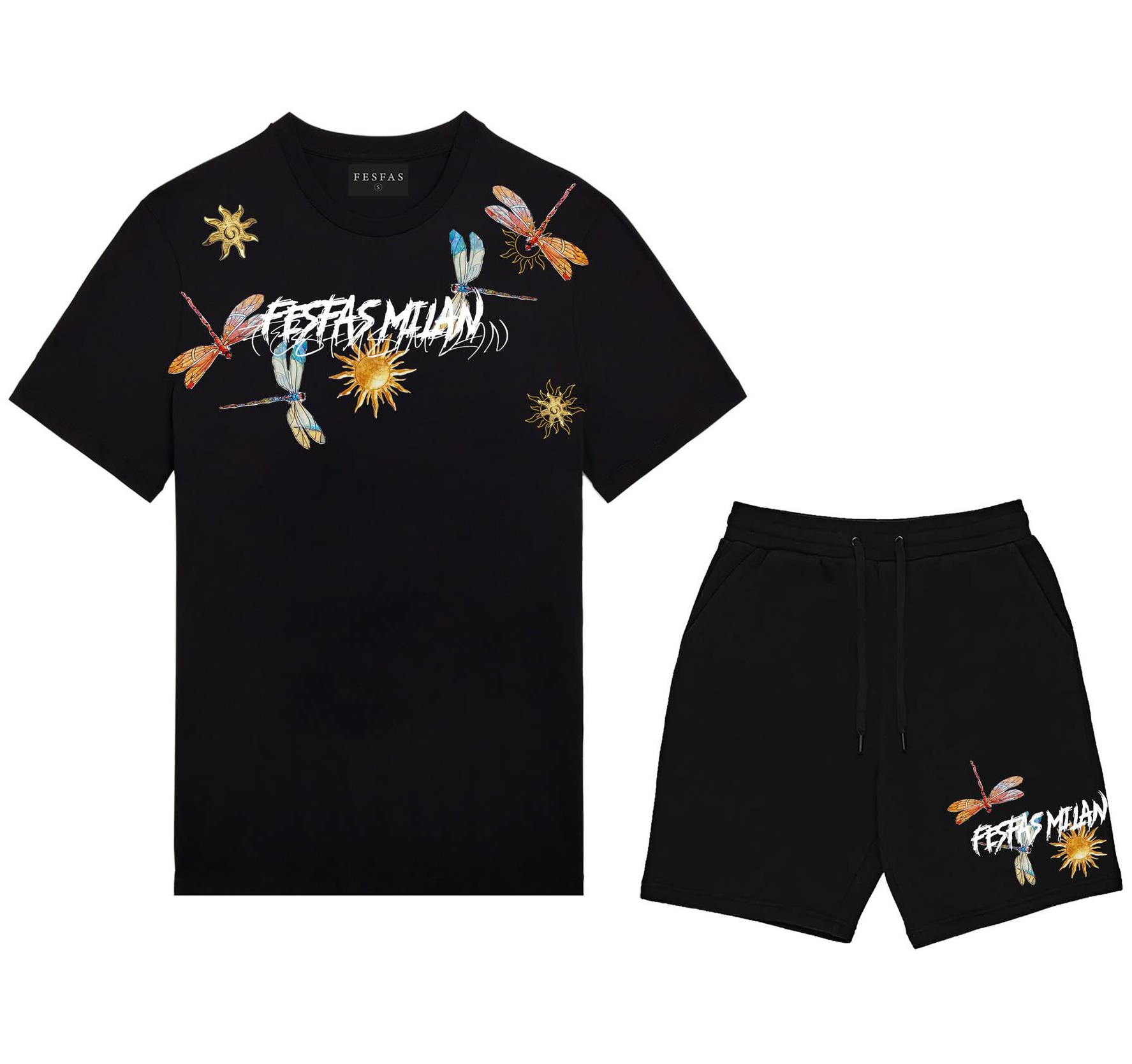 FesFas dragonfly-print | Bộ T-Shirt | Nam | Màu Đen
