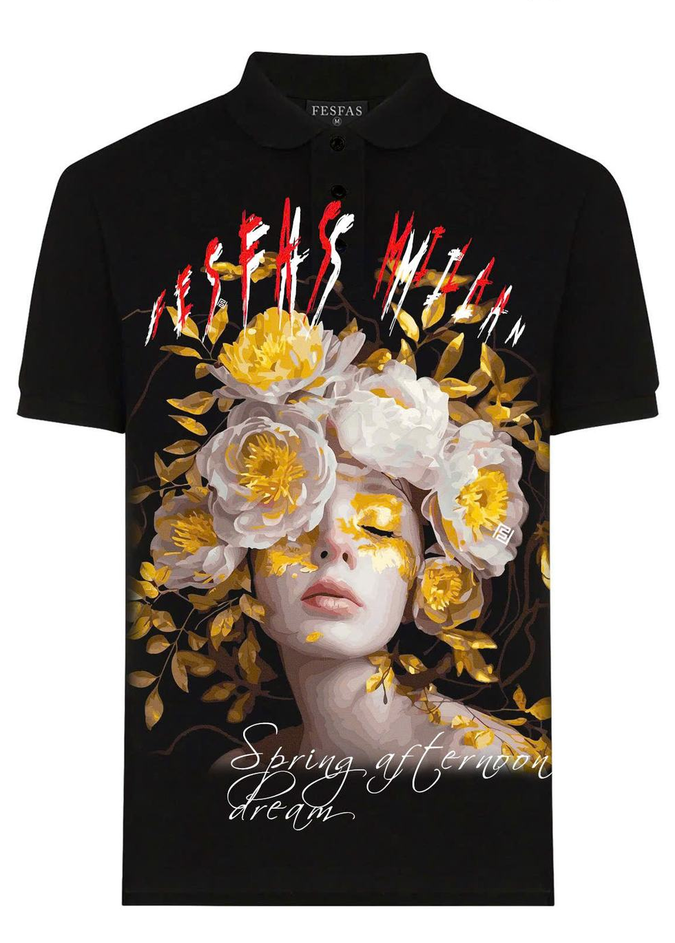 FesFas flower goddess-print | Áo Polo | Nam | Màu Đen