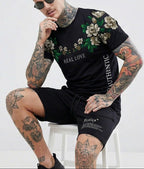 FesFas flowers-print | Bộ T-Shirt | Nam | Màu Đen