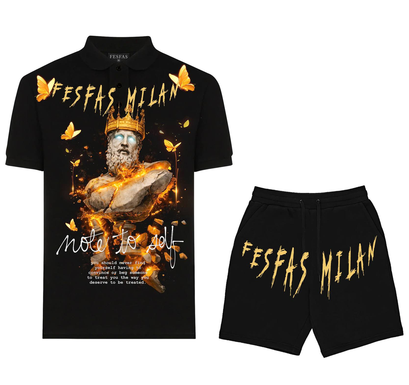 FesFas Poseidon-print | Bộ Polo | Nam | Màu Đen