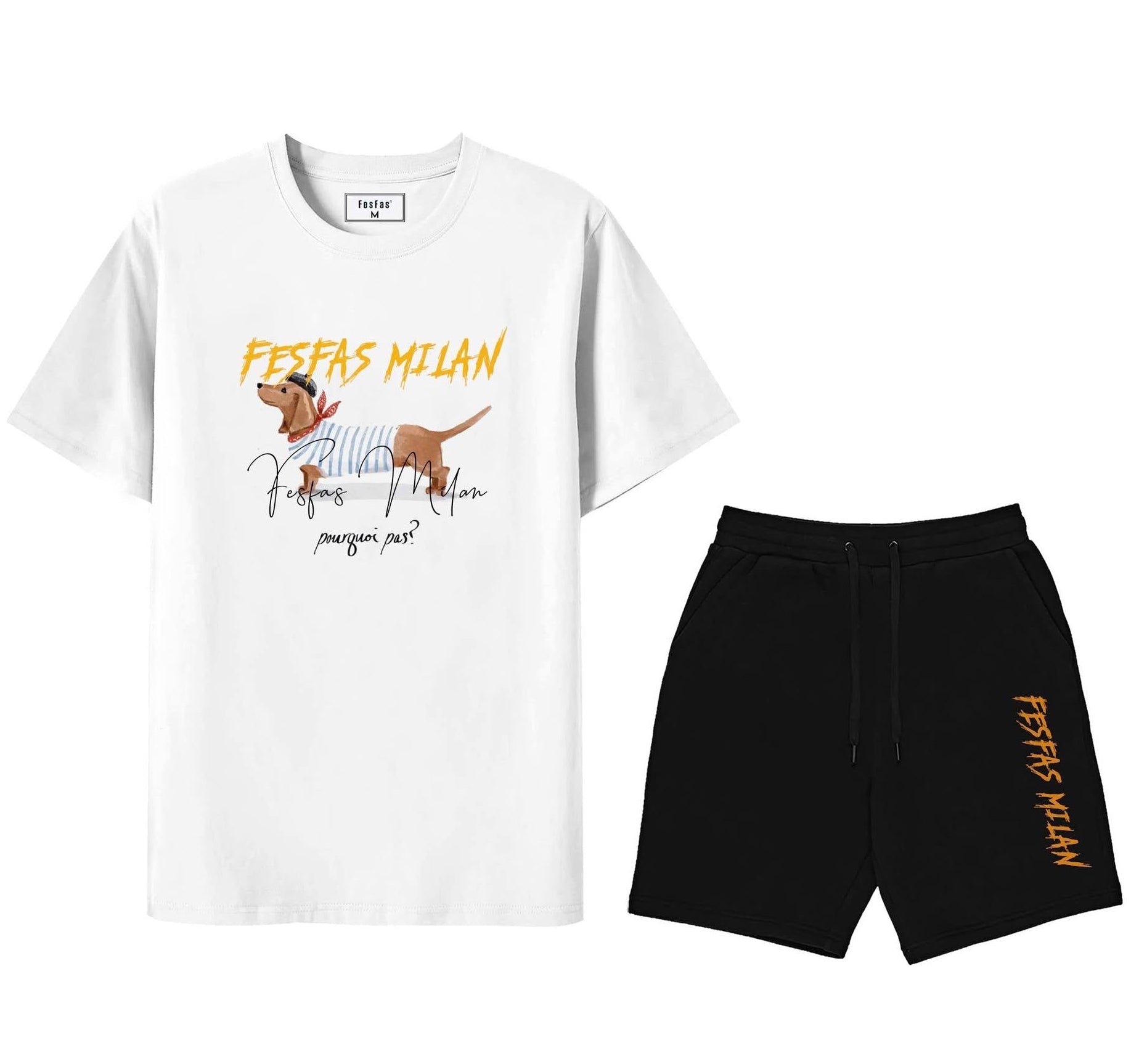 FesFas dachshund-print T-shirt Set | Black & White | Men