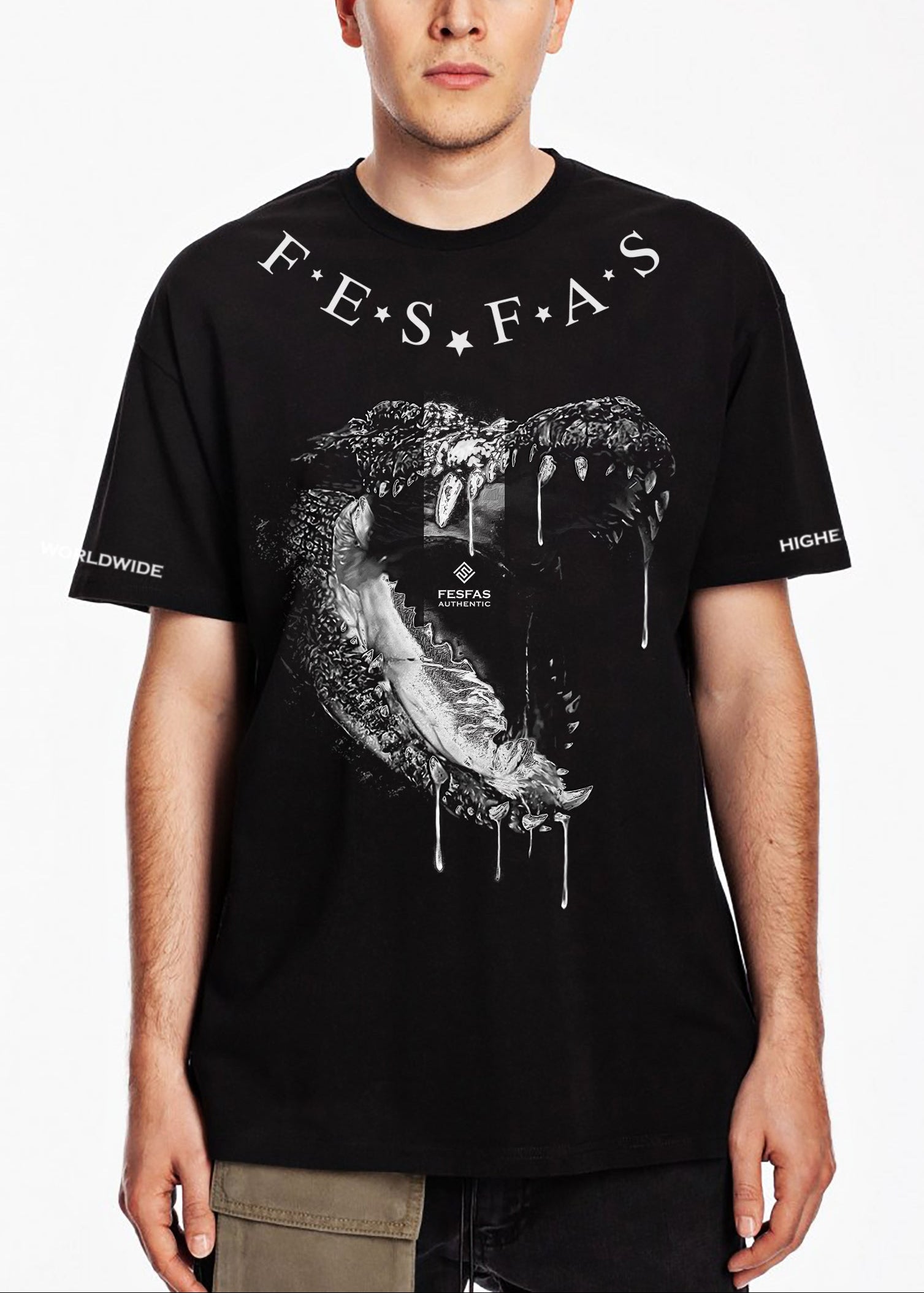 FesFas crocodile jaw-print | Áo Thun | Nam | Màu Đen