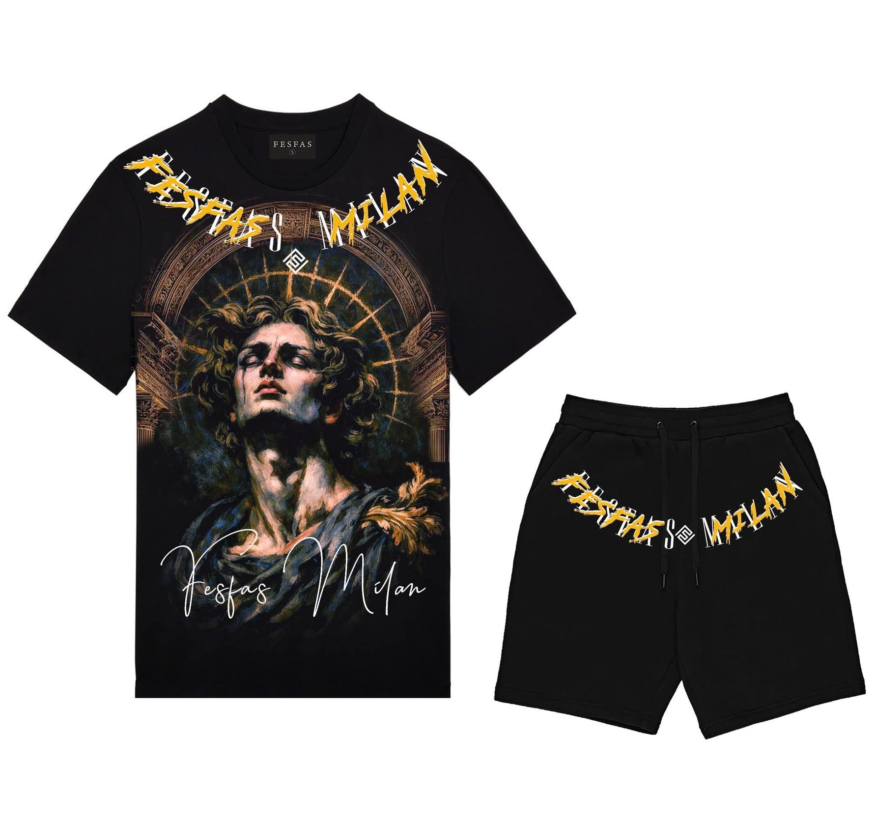 FesFas angel-print | Bộ T-Shirt | Nam | Màu Đen