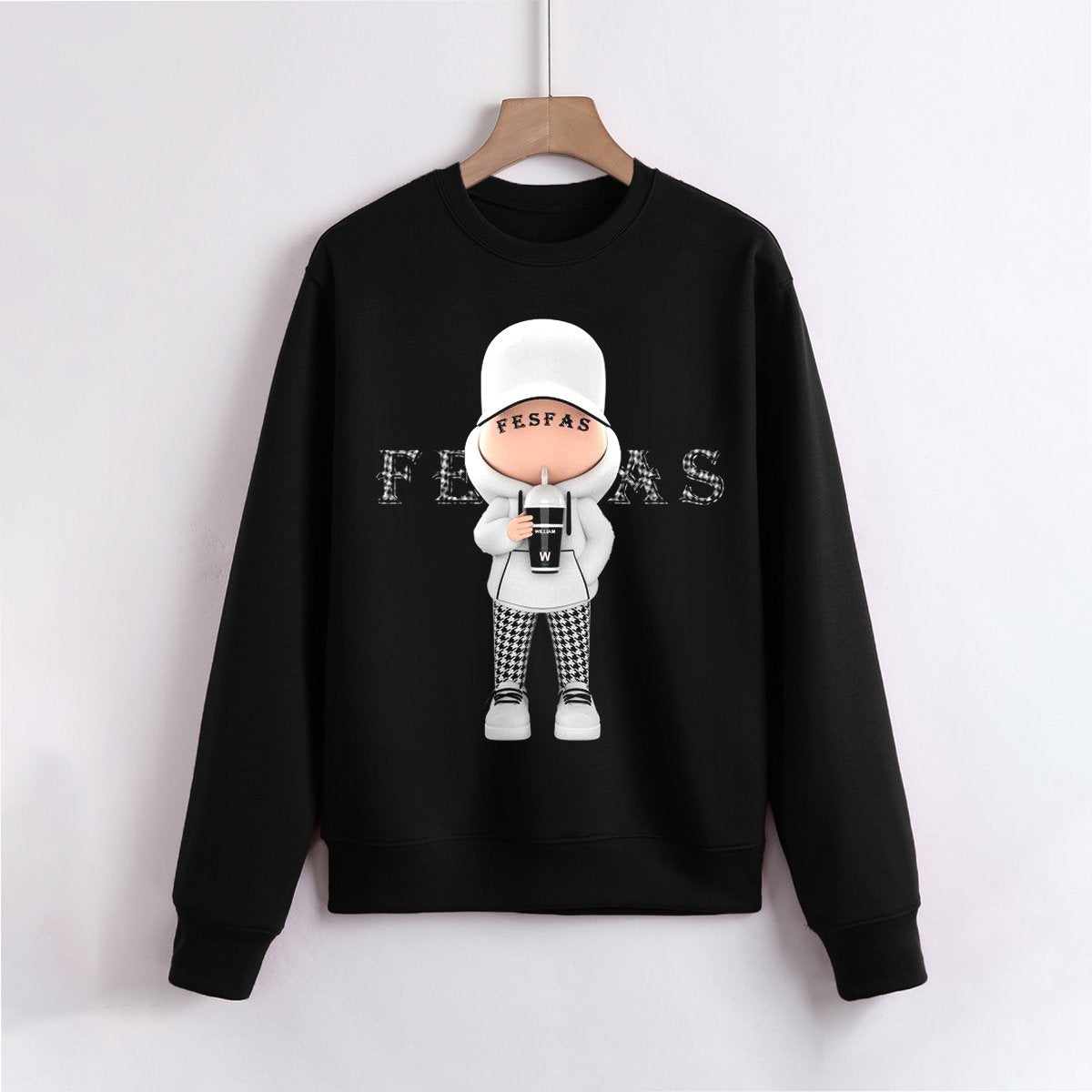 FesFas Cool-boy-print Sweatshirt | Black | Men